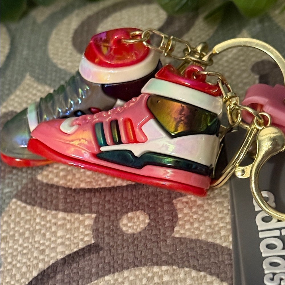 2 Adidas Pink and Gray Shoe Keychain Set - Picture 8 of 11